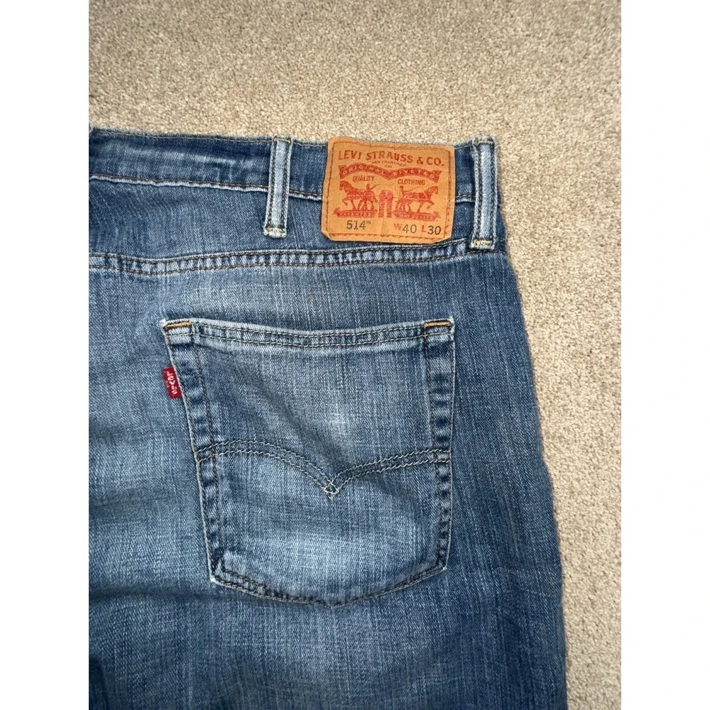 Levi's 514 Jeans Mens 40x30 Blue Denim 5 Pockets‎ Straight Leg Mid Rise Outdoor